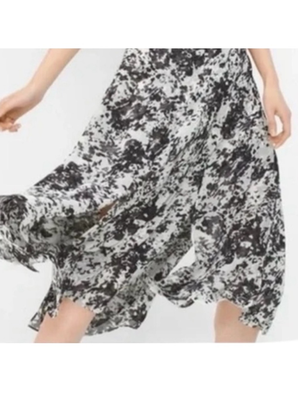 White House Black Market NEW Chiffon Halter Floral Midi Dress White Black 12 - Picture 16 of 16